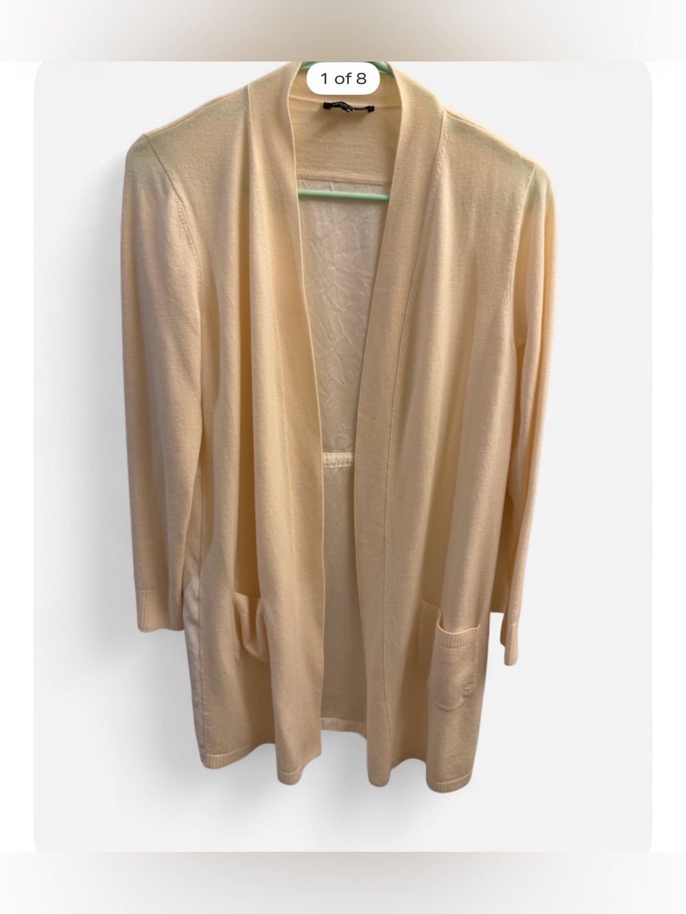 Lafayette 148 New York 100% Wool Silk Long Cardigan S Ivory